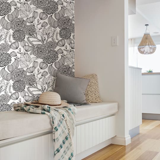 NuWallpaper Black Secret Garden Peel & Stick Wallpaper